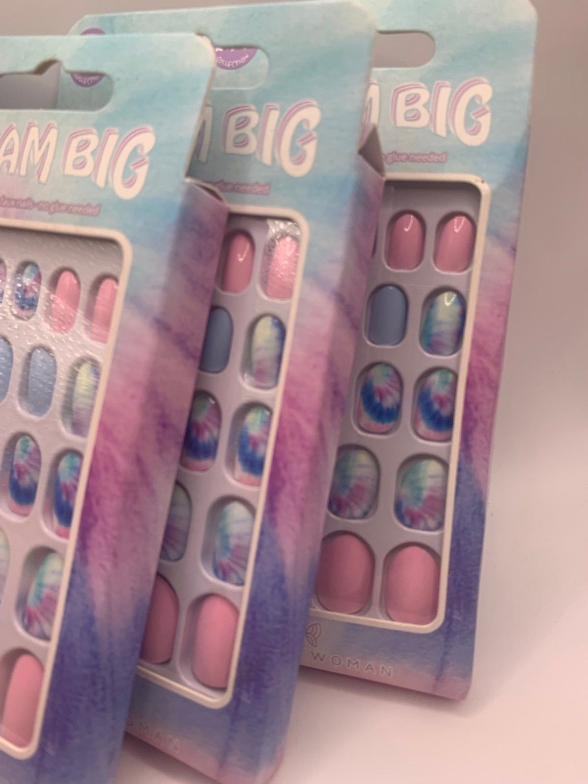 Pretty woman kids acrylic nails in tie dye pattern 3 sets