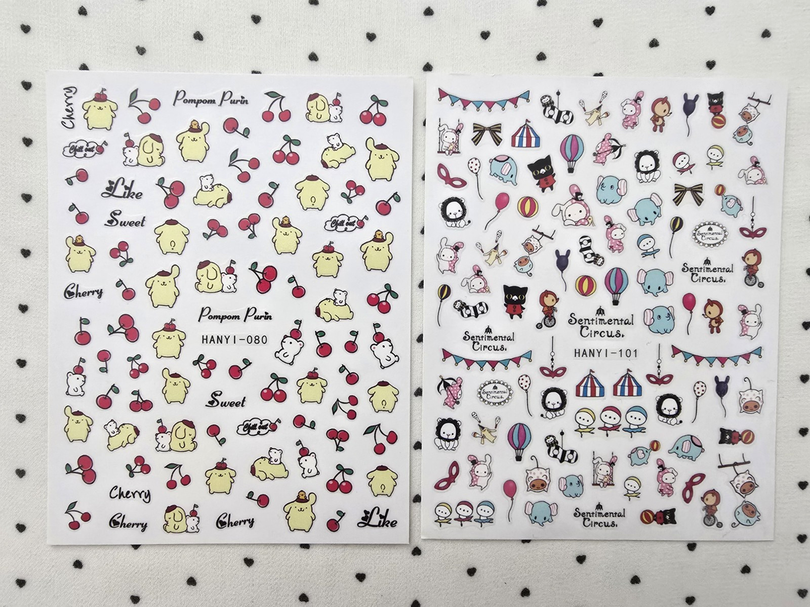 Kawaii Nail Art Stickers Decals Bundle 10 Sheets Self Adhesive Animals Sanrio