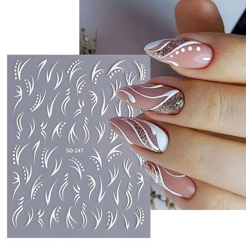 4 Sheets Leaf Nail Art Stickers, Abstract Leaves Nail Abstract Leaves Style 9