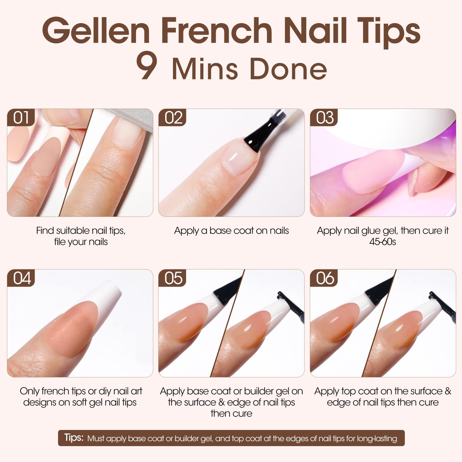 Gellen French Soft Nail Tips – 150 pcs White FrenchTip Short Press on Nails B…