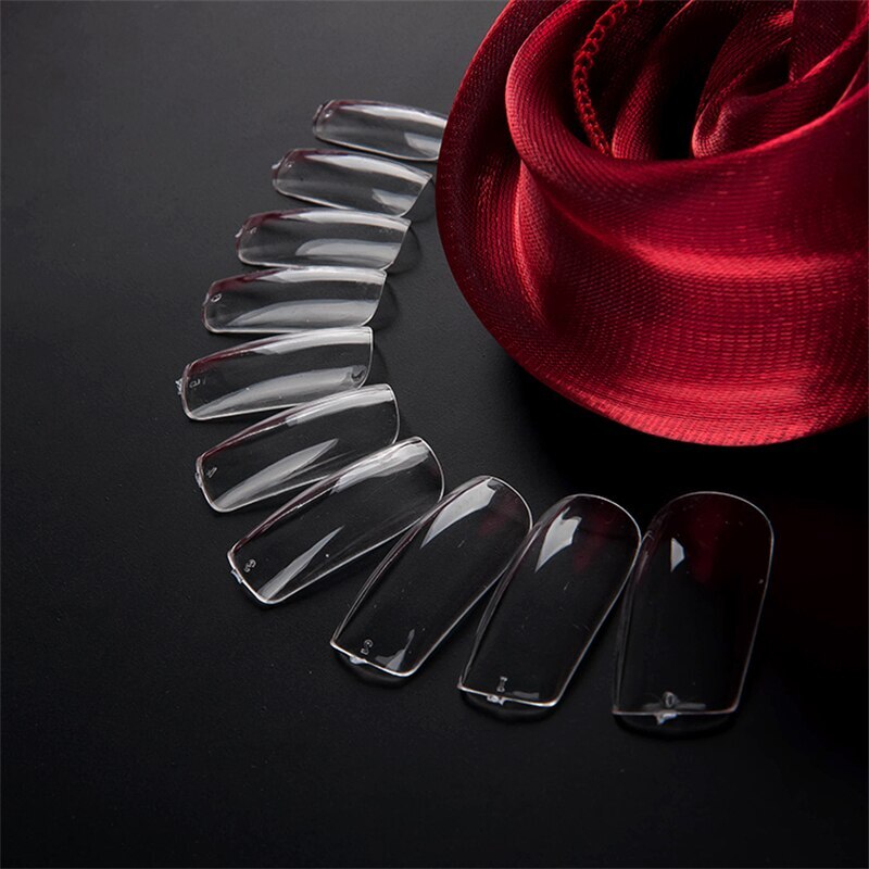 100pcs Full Cover Medium Short Square Oval Gel Press On False Nail Art Tips