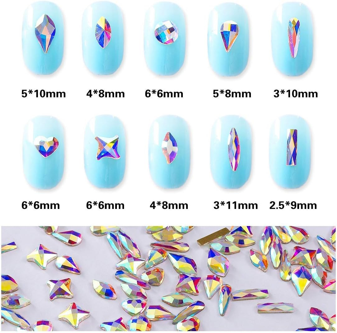 Mixed Shape Flatback Crystal Multi-Shape Rhinestone Nail Art Decoration 100 Pcs