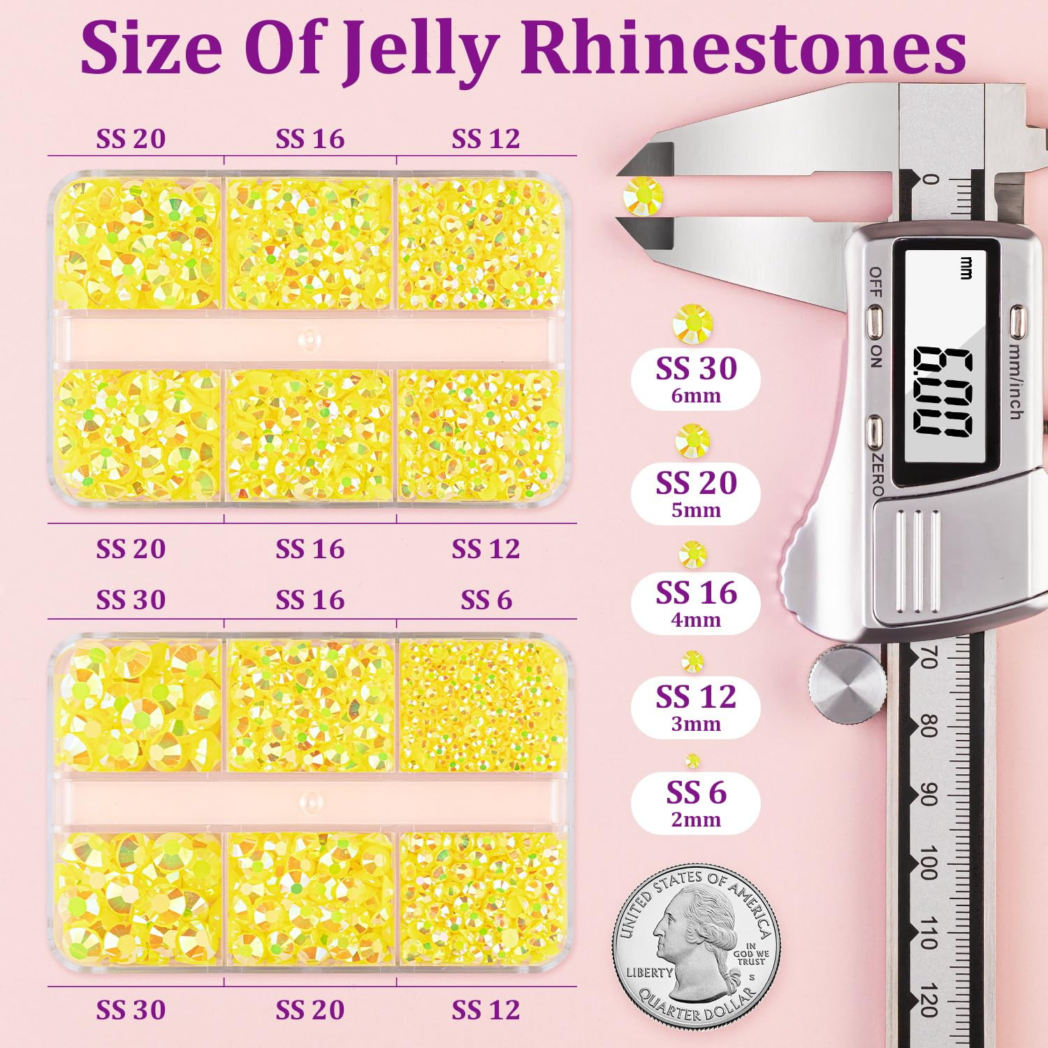 Resin Jelly Rhinestones for Crafting with B7000 Jewelry Glue, 2 Boxes Lemon Yell