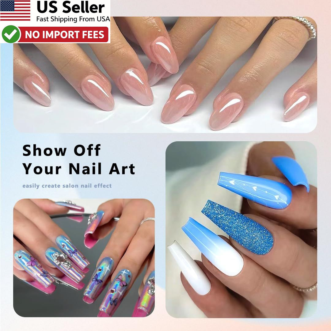 1000PCS Clear Nail Tips Full Cover Acrylic False Nails Kit Salon DIY FROM USA
