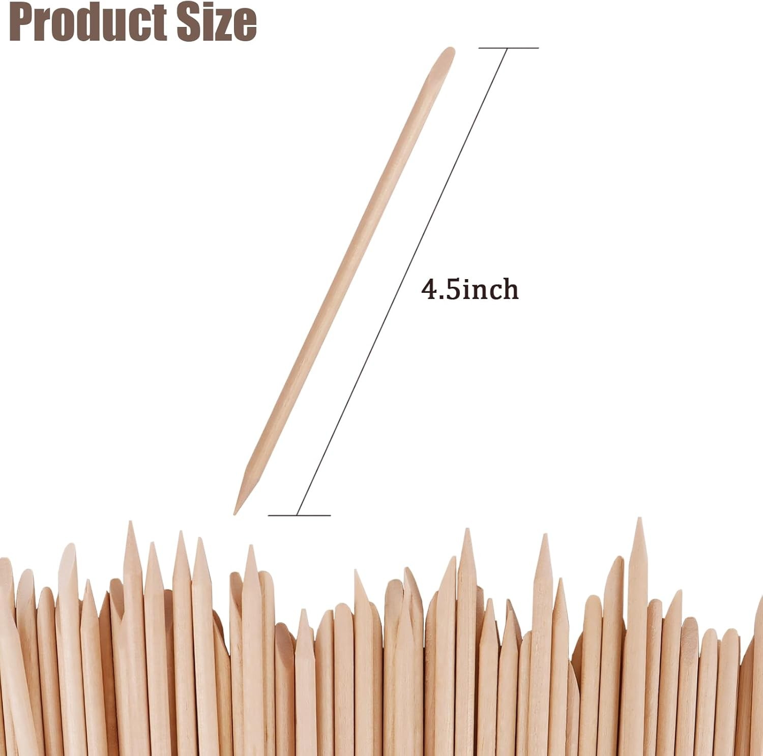 Oran Wood Nail Stis, 4.5-Inch Double Sided Cuticle Pusher and Remover,