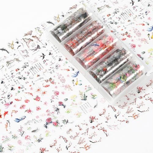 30 Rolls Nail Art Foil Transfer Nail Foil Wraps Bamboo, Landscape Painting