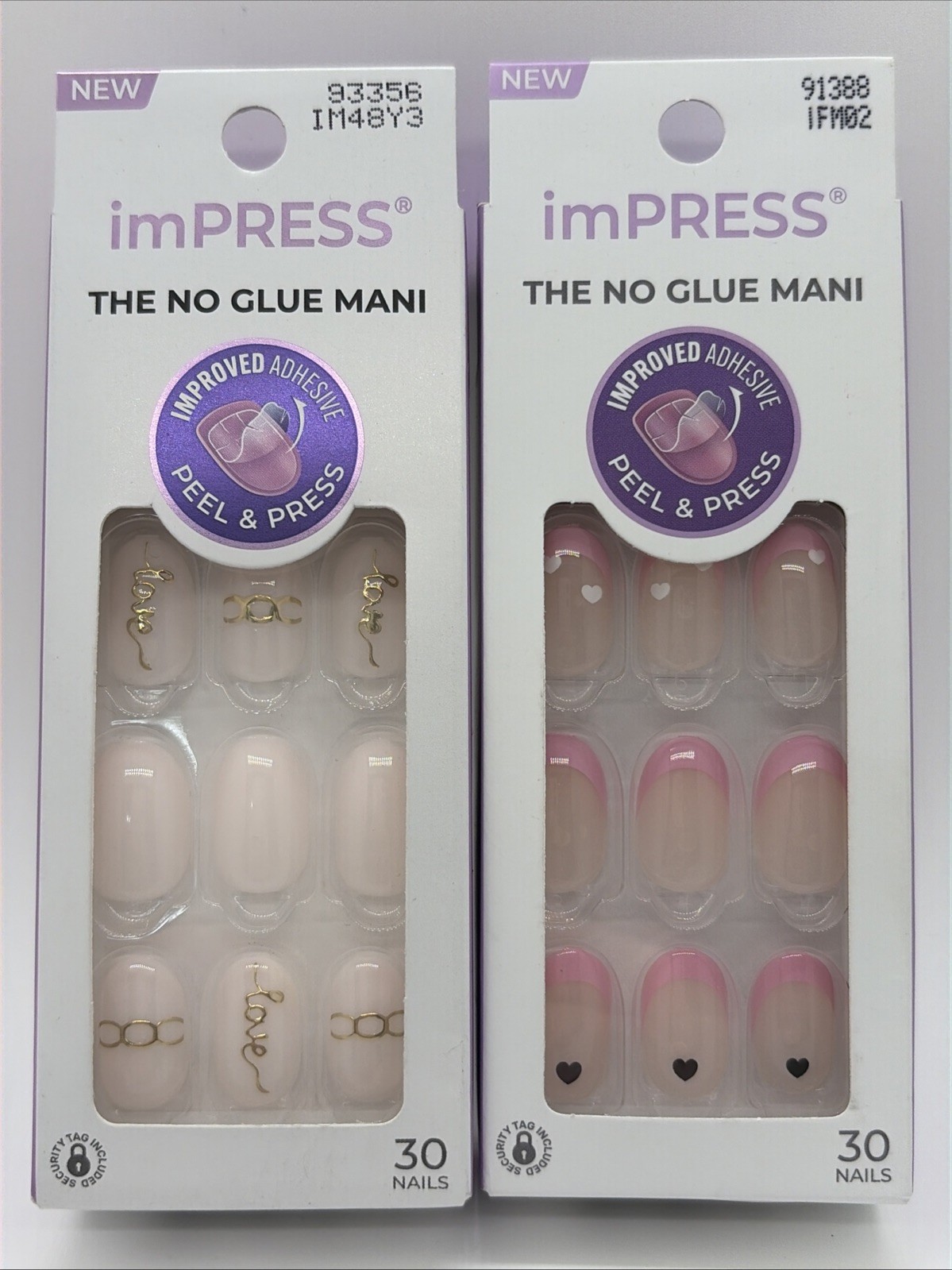 KISS Impress Press on Nails Short Oval Lot Of 2 Sets M2