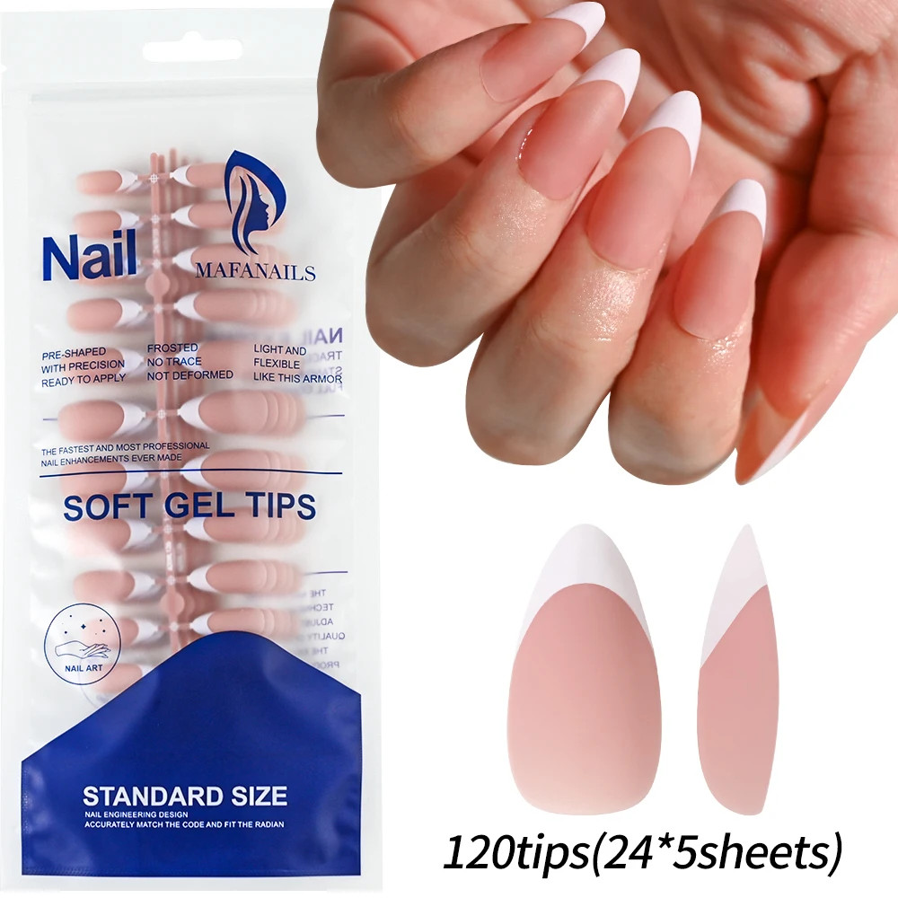 120Pcs Mixed Size Medium Long Square French Press on Nails Full Cover Wearable