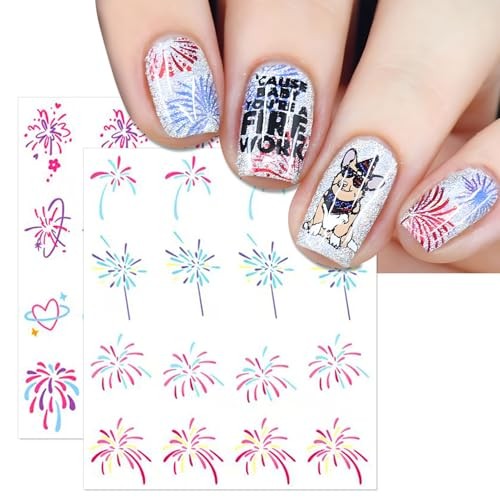 12 Sheets Firework Nail Decals – Water Transfer – Water Transfer