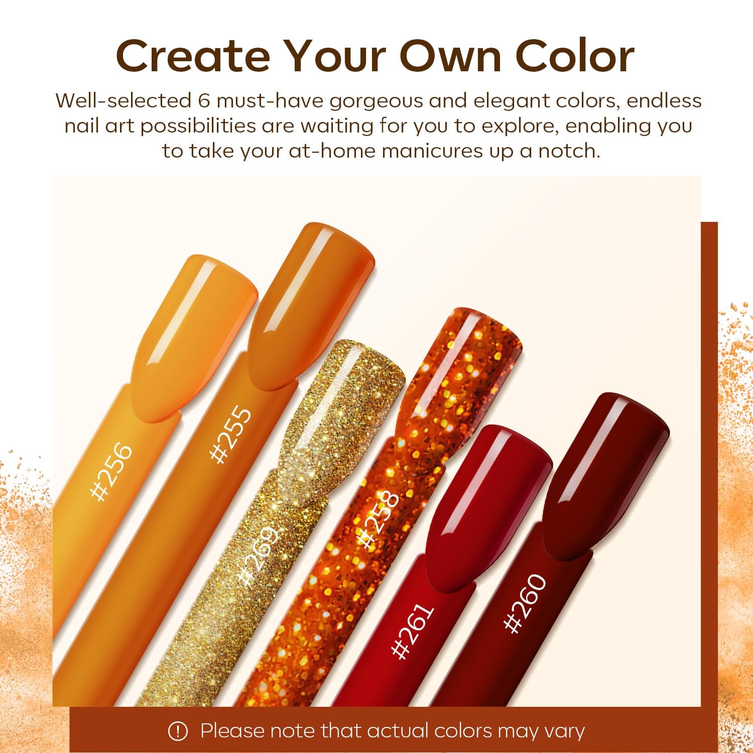 MODELONES 6 Colors Acrylic Powder, Fall Autumn Acrylic Nail Powder Gold Red Yell