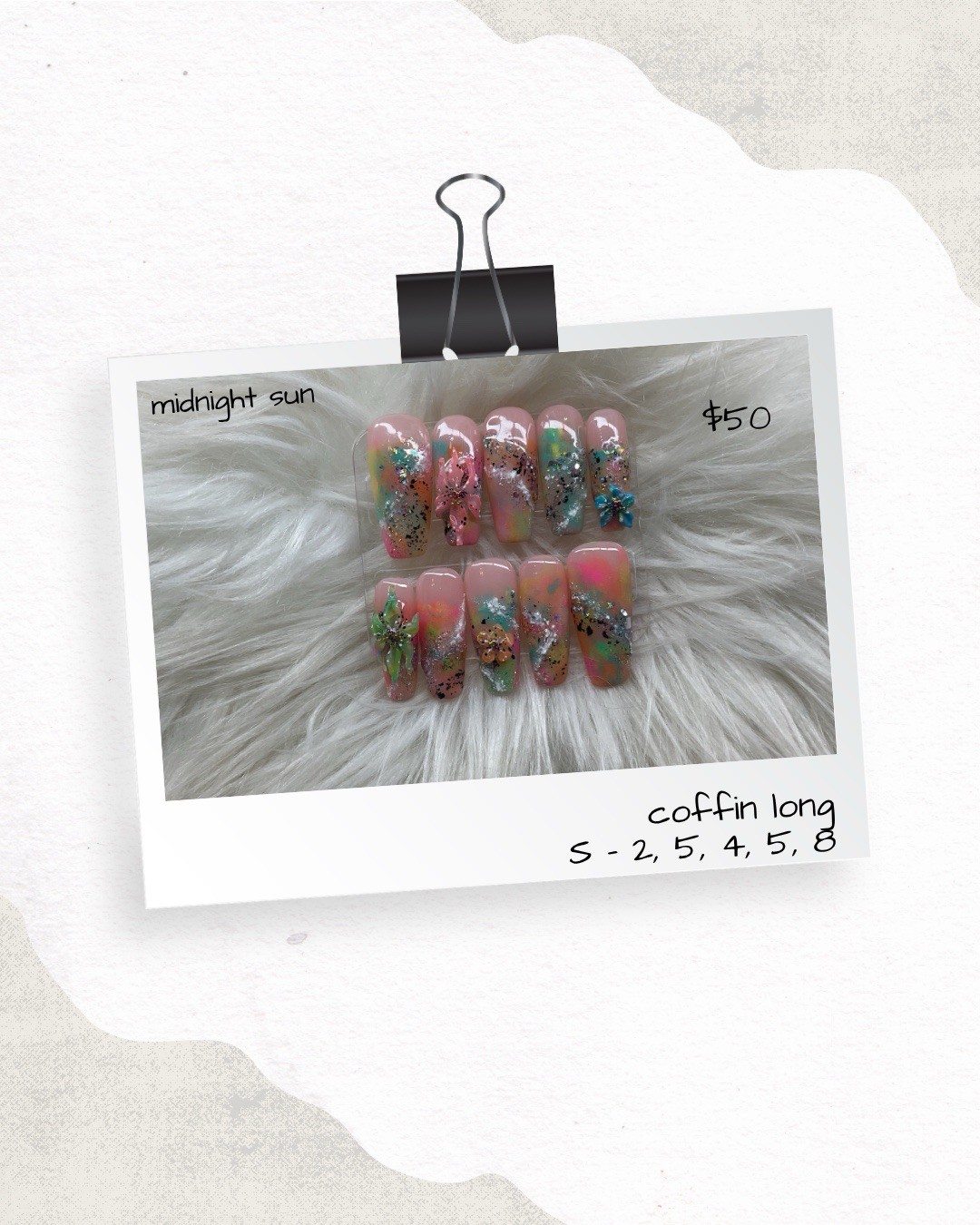 Custom Gel Press-On Nails Handmade 10-Piece