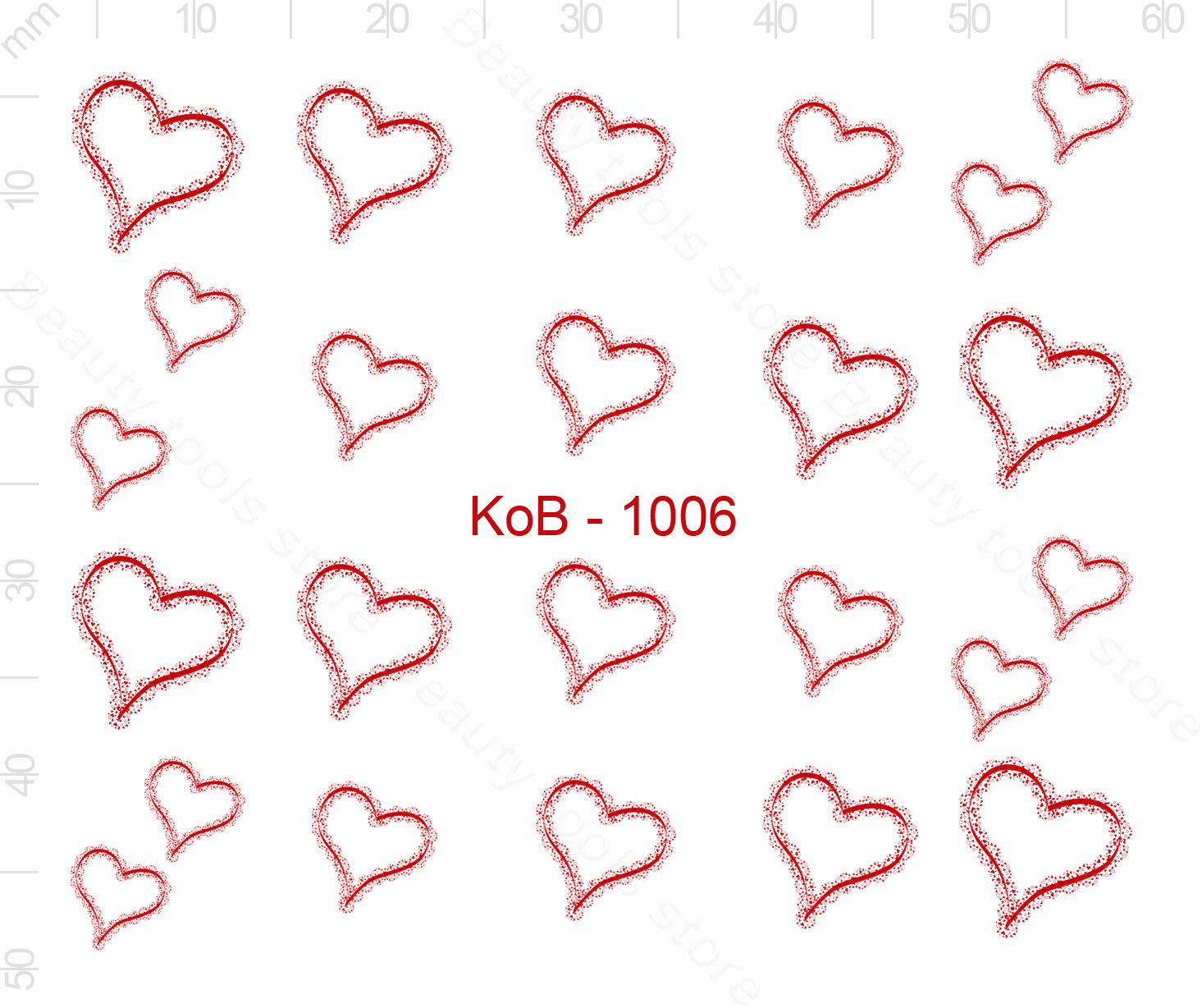 Nail Art Water Transfer Sticker Decal Stickers Pretty 3D Heart Red KoB-1006
