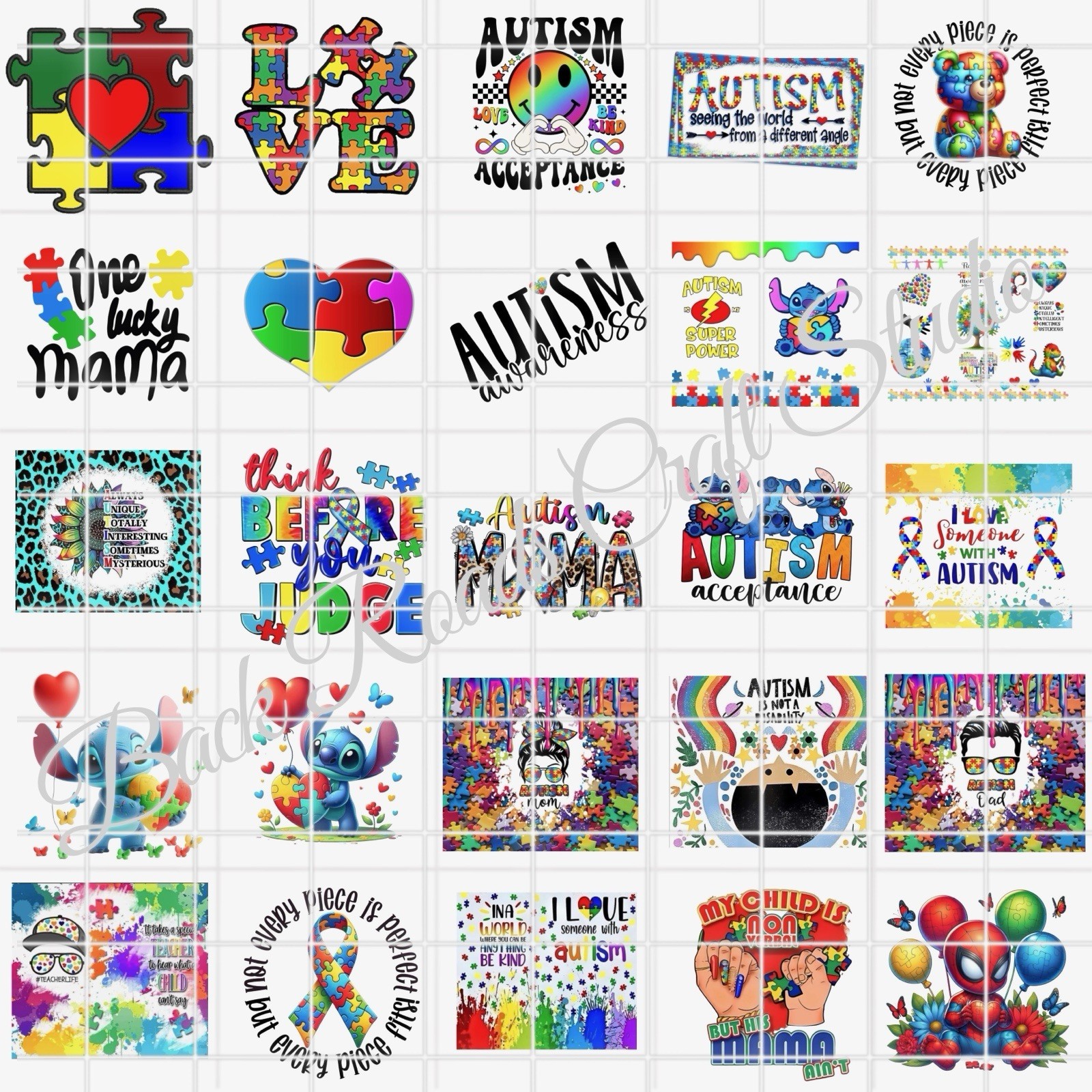 Autism Waterslide Decals Finger Nail, Instructions (set of 50) SS