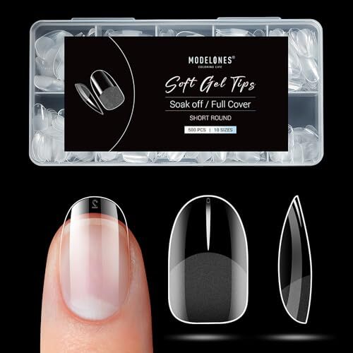 Short Oval Round Nail Tips – 500Pcs Pre-shaped Half B1-Short Round-Half Matte