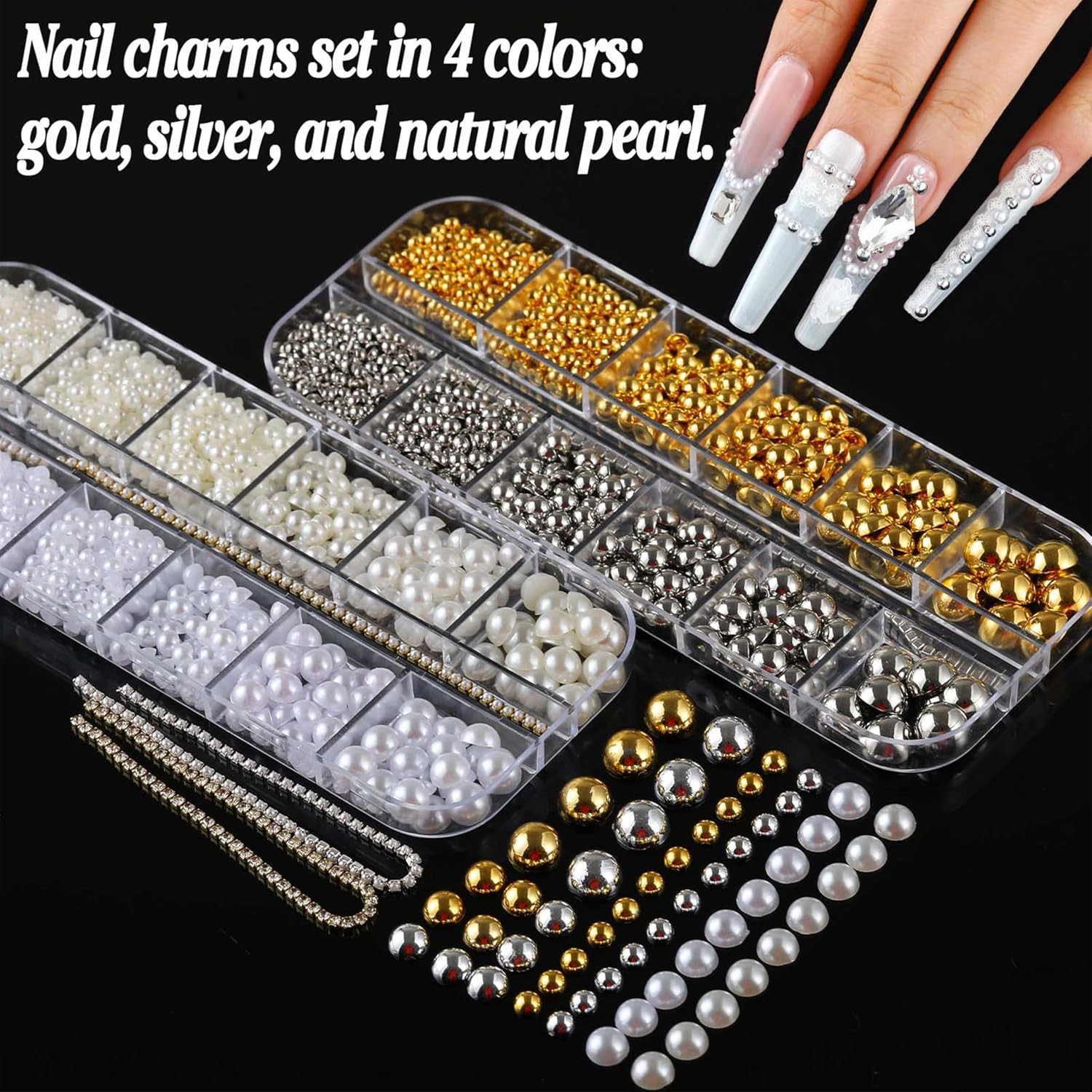 BANA Bedazzling Kit Nail Charms, Rhinestones Kit with 13 Boxes of Nail Gems, 180