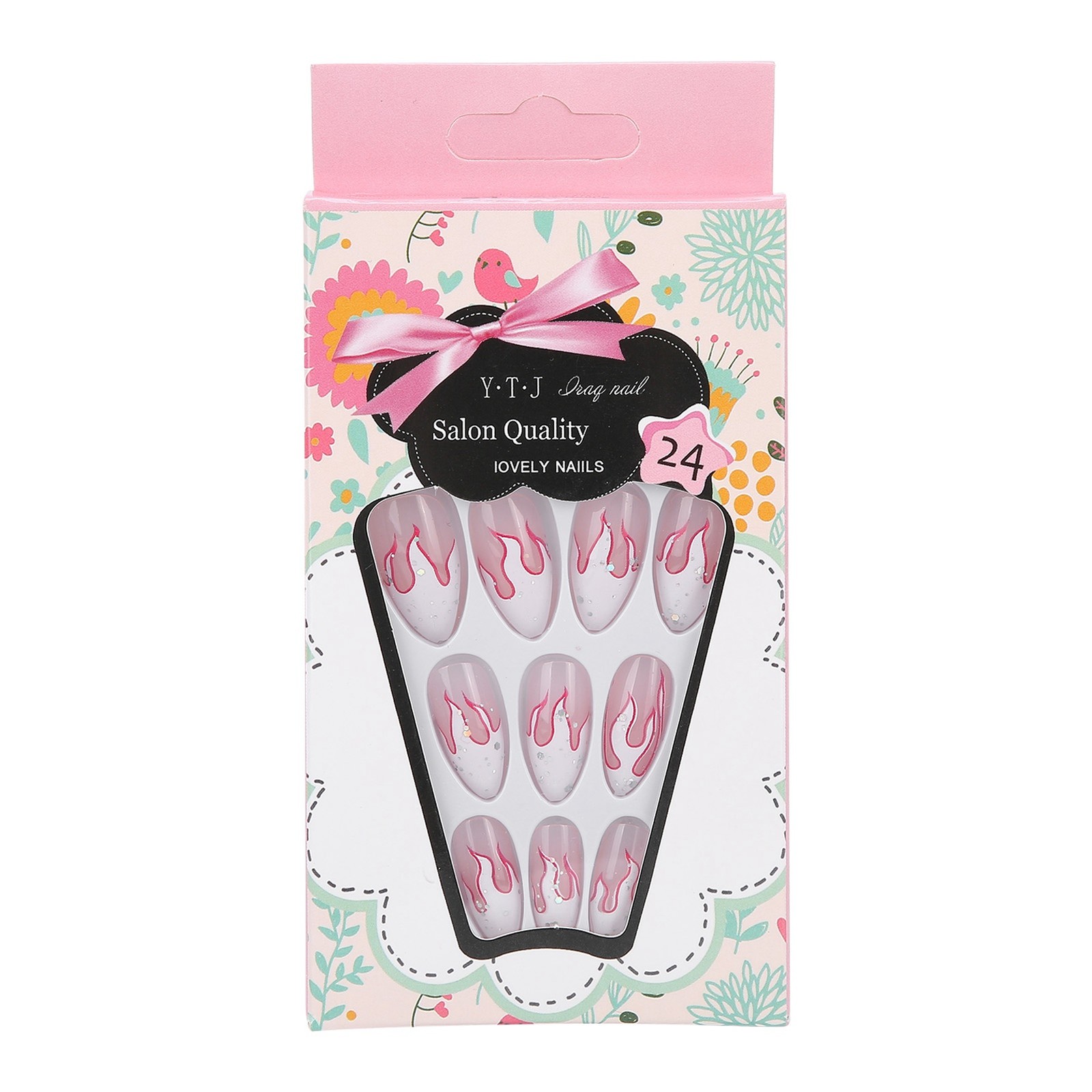 24pcs Women Girls Exquisite False Nails Full Cover Fashionable Fake Nail Tip CHU