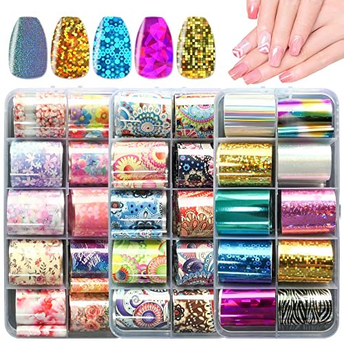 30 Roll Transfer Nail Foil Sticker Mandala Flower Printed Nail Foil Transfer