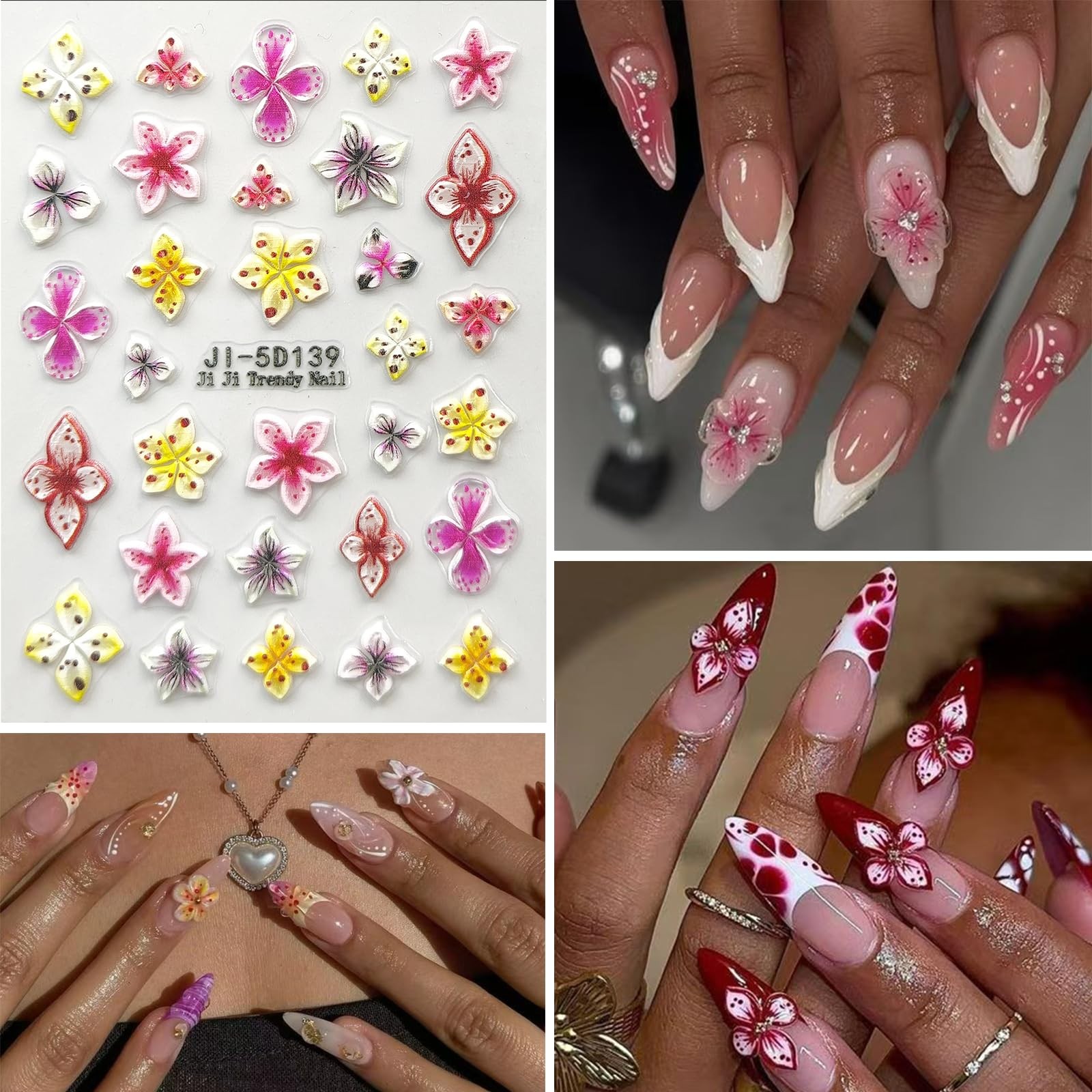SEMATA Flower Nail Art Stickers Colorful-15