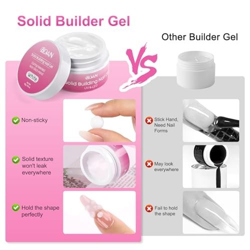 3D Sculpting Gel for Nail Art 2Pcs, White & Clear Solid Builder Gel | Non-Sticky
