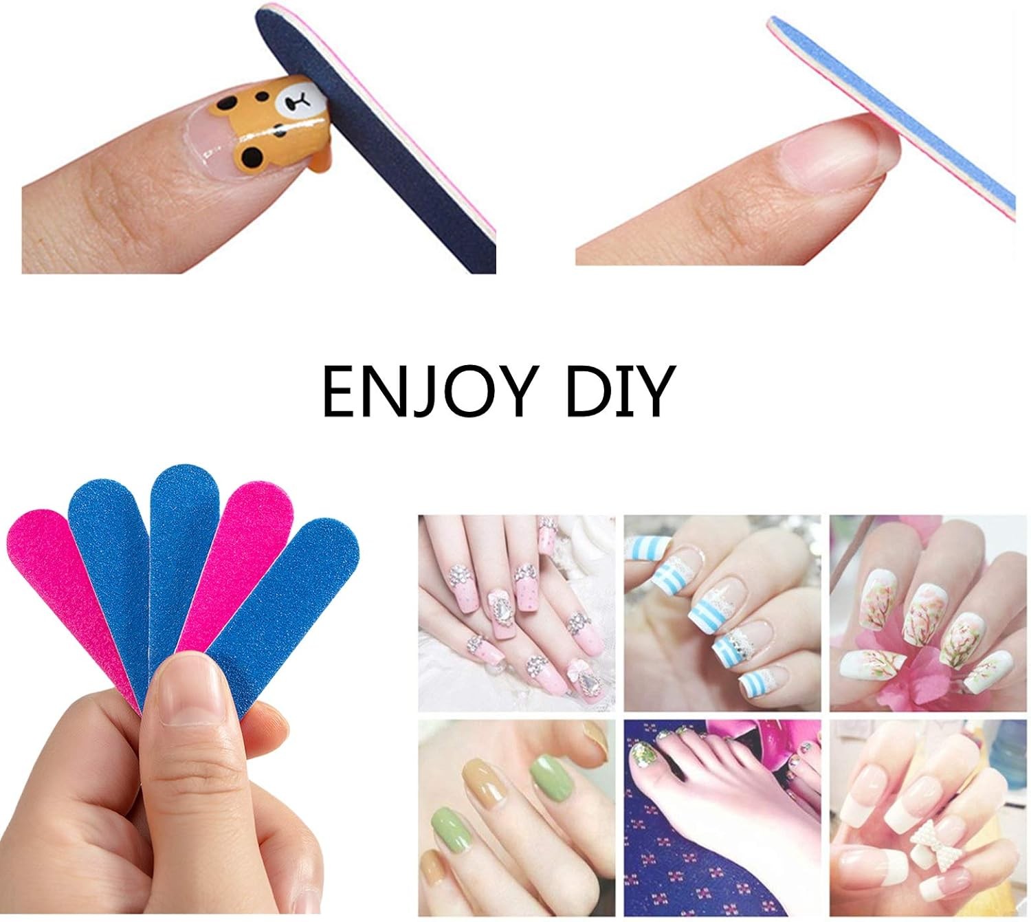 Mini Nail Files Bulk, 2 Inches Disposable Double Sided Emery Boards