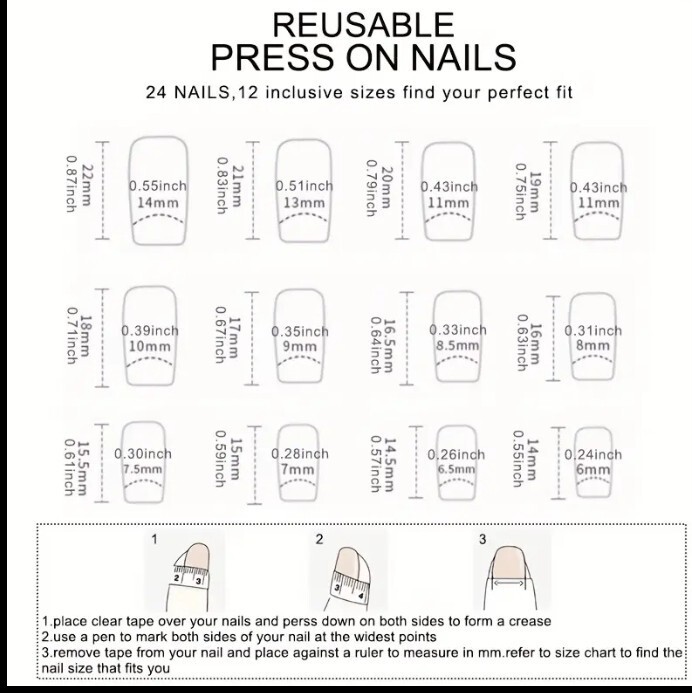 Chrome Red Silver Blue Dark Gray Medium Square Glue On Fingernails 4 Sets