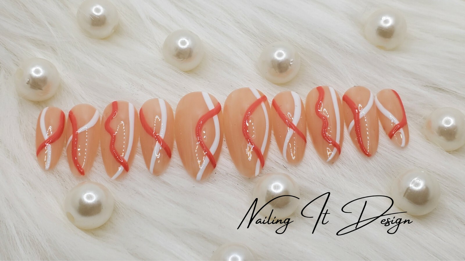 Hand Painted Gel Coral Glue On Nails