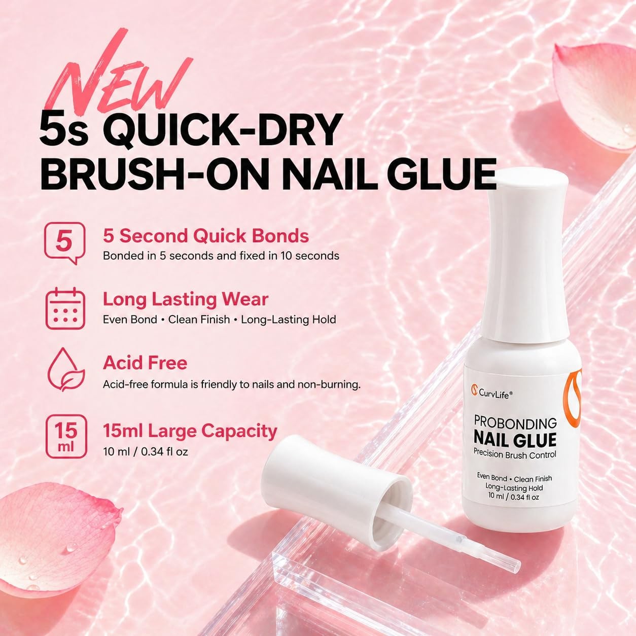 ProBonding Brush-On Semi Solid Nail Glue for Press On Nails, 10ml