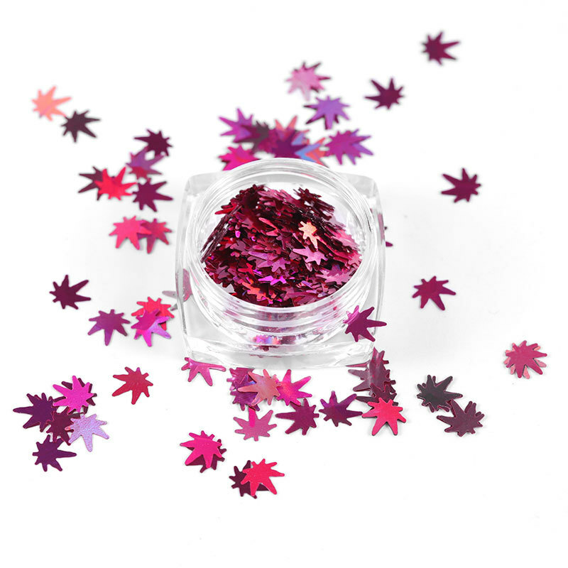 12 Box /Set Christmas Decor Flakes Maple Leaf Nails Art Sequins Glitters Slices