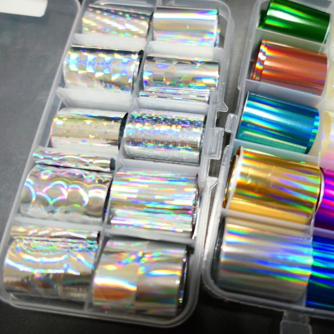 30 Roll Nail Foil Transfer Sheets Holographic Colorful Flower Style B