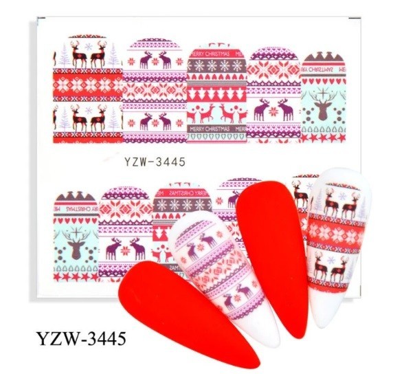 Christmas Nail Art Water Decals: Santa, Snowman, Reindeer(Group 1)