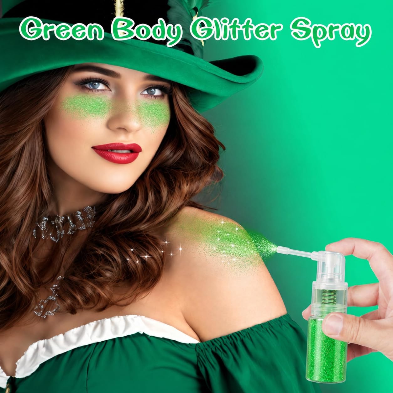 Green Body Hair Glitter Spray, Shinny Sparkle Glitter Spray for Clothes,Loose…