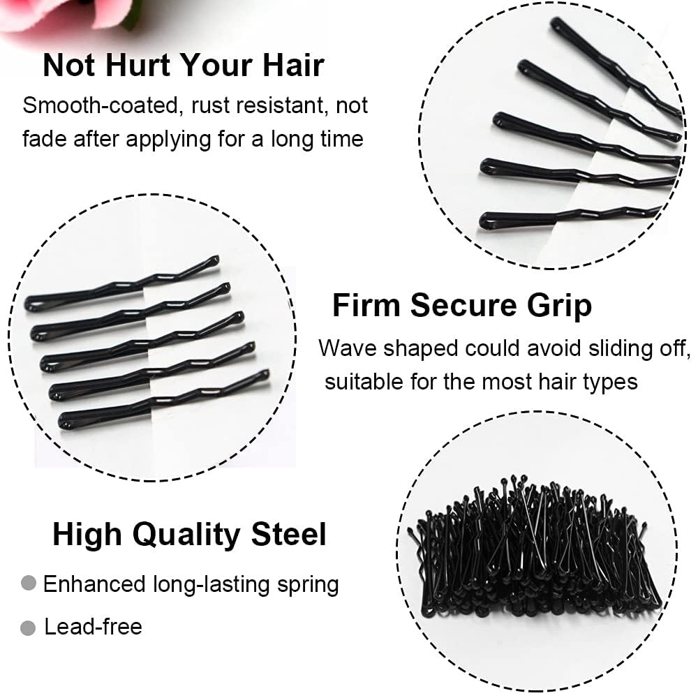 Mini Bobby Pins Black with Cute Case, 200 CT 1 Count (Pack of 200),