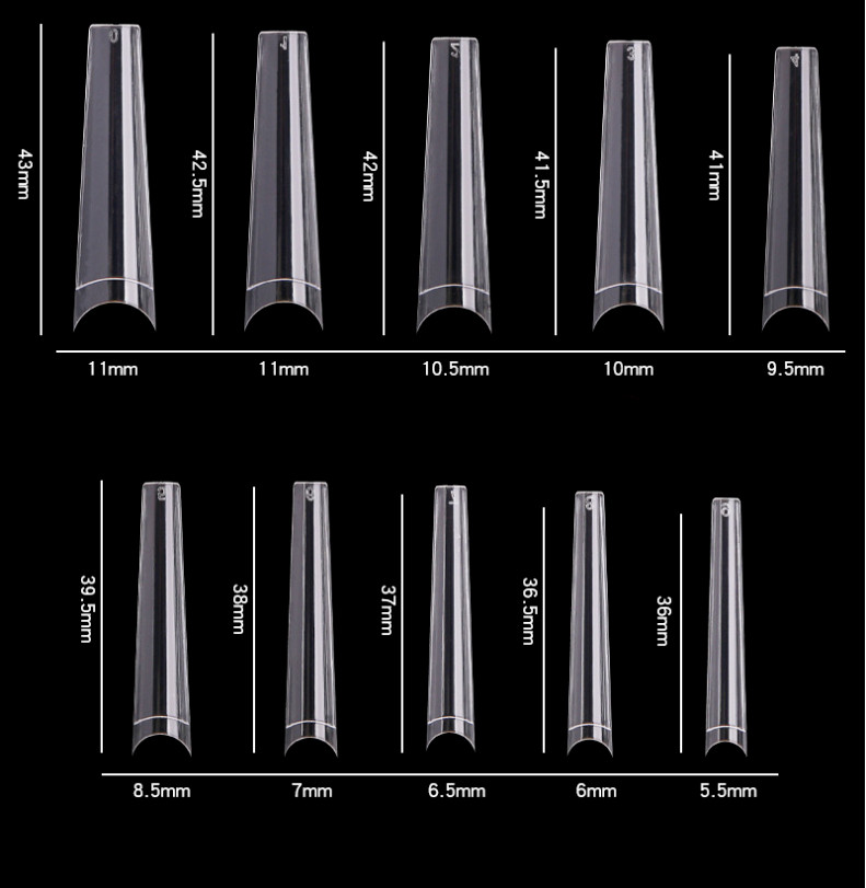 Cre8tion Nail Tips #21 Clear Long Coffin – Item#15227