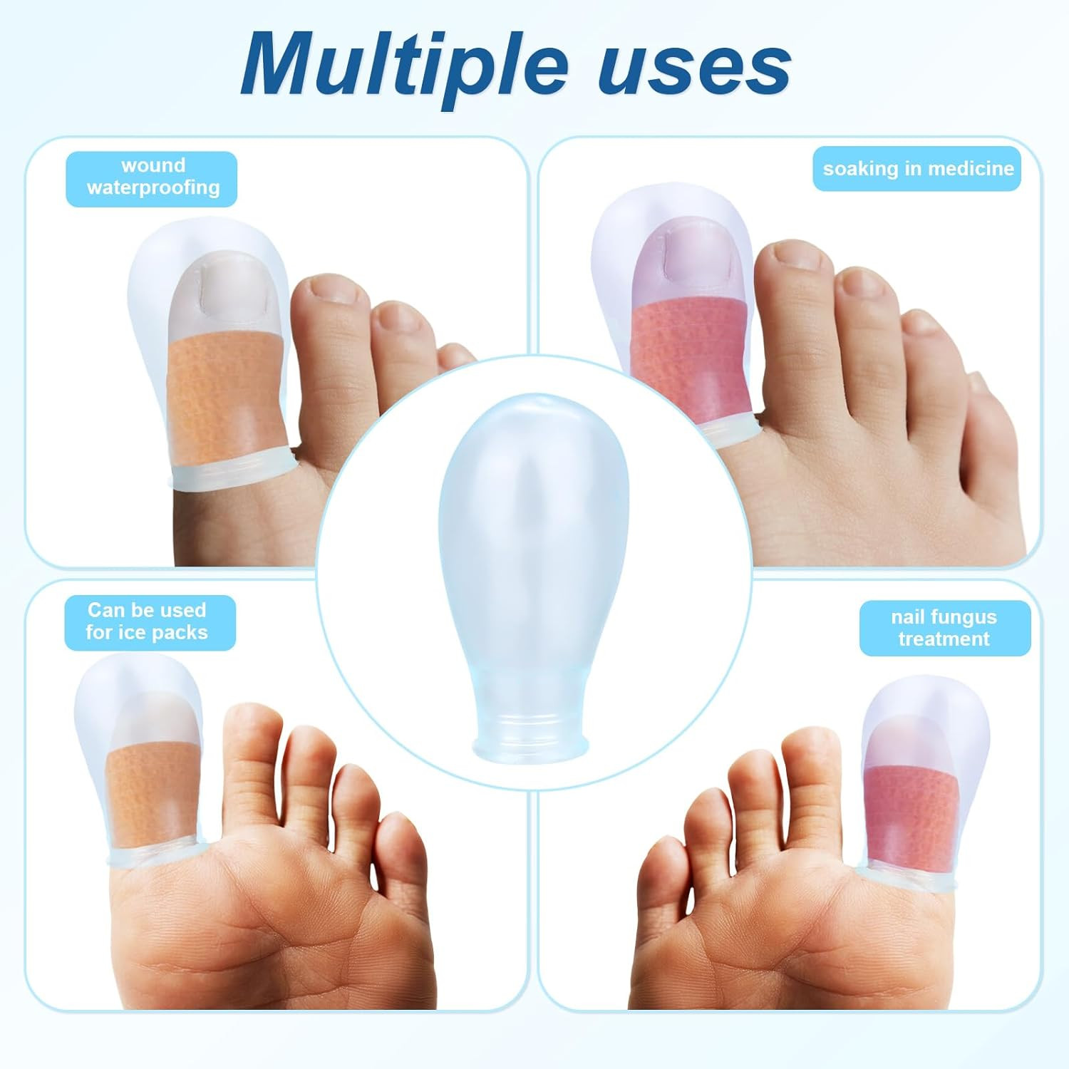 4pcs Waterproof Toe Protector, Reusable Silicone Toe Sleeve with Nursing Band…