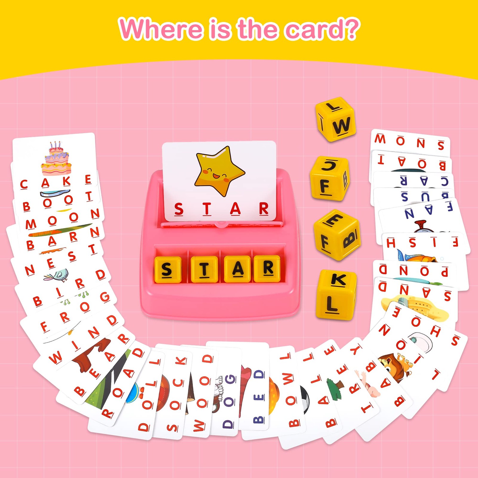 Fenikso Matching Letter Game, Alphabet Spelling & Reading Words, Small, Pink