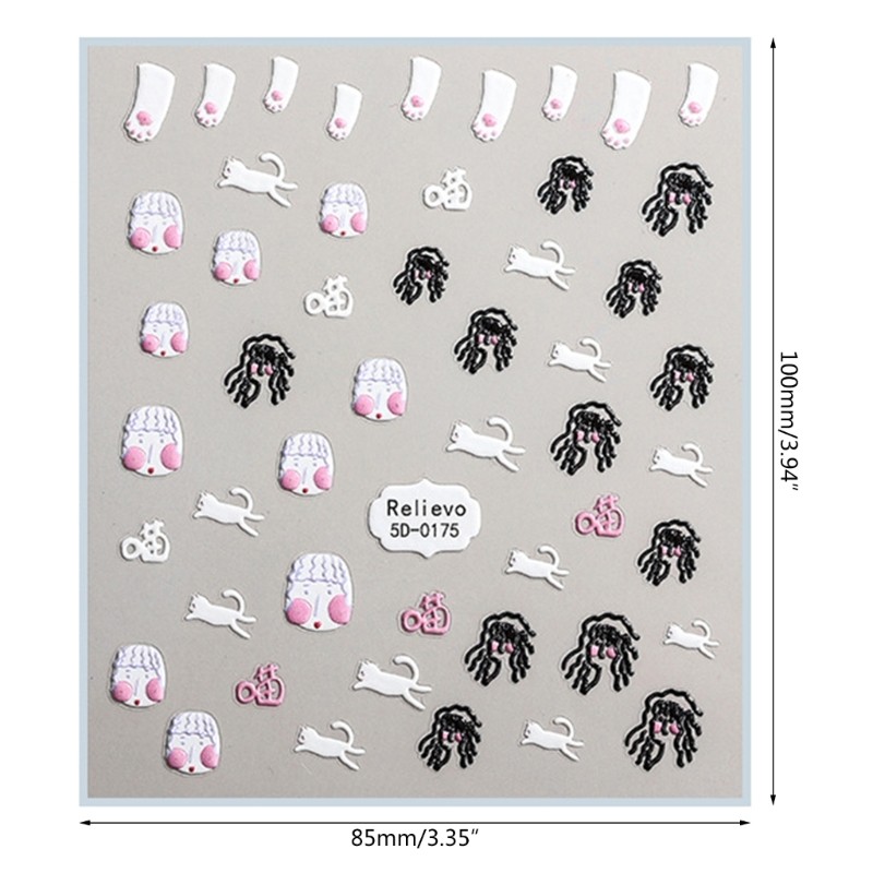 Stereoscopic Adhesive Nail Art Stickers Decals Engraved Nail Art Decor for Women