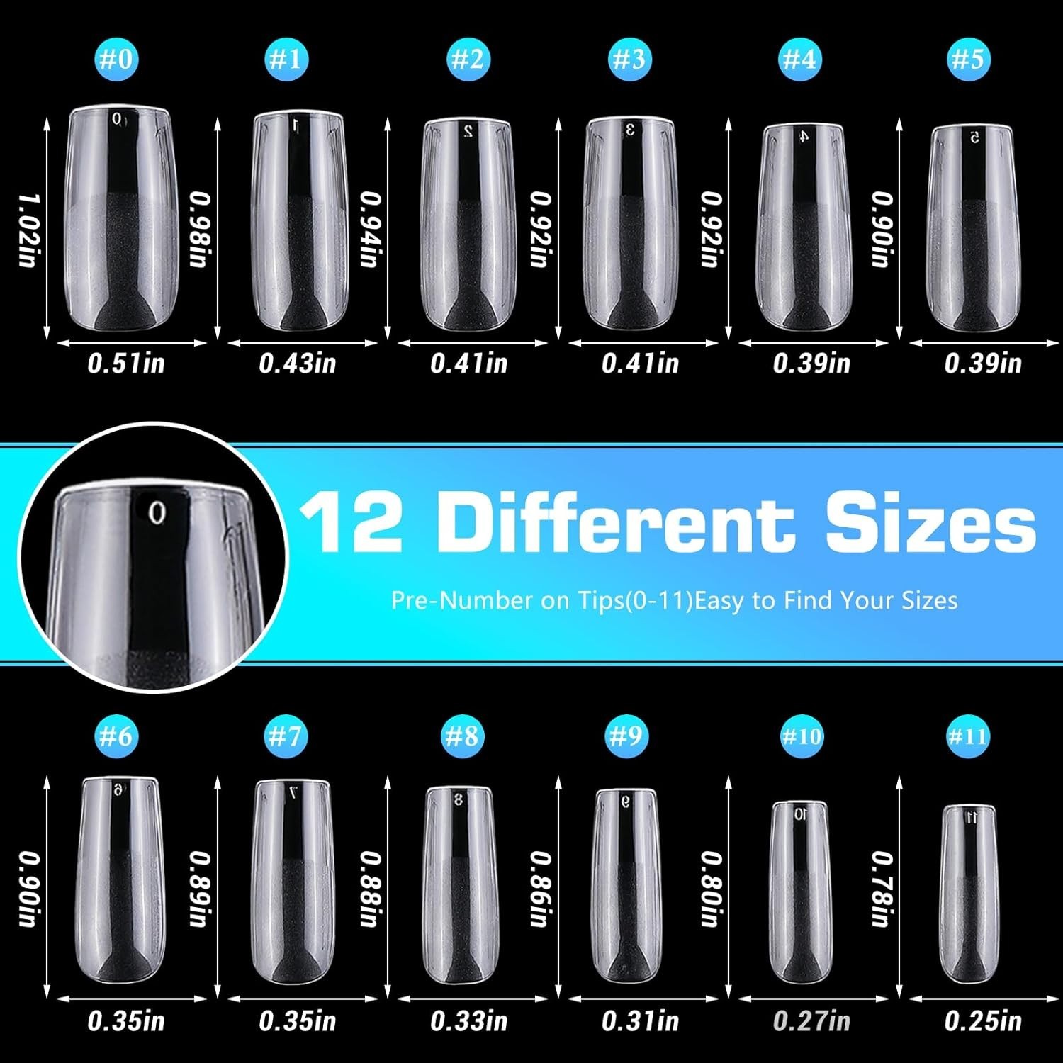 240Pc Square Gel Nail Tips Short Fake Nails Clear Press on Nails Acrylic Nails