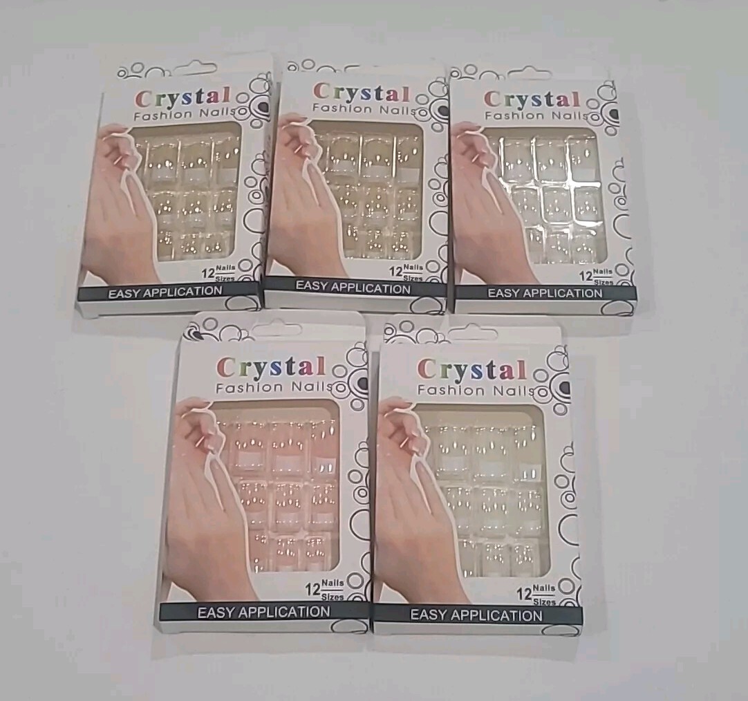 Lot of 5 Packs Artificial Press On Nails – Crystal Fashion Nails