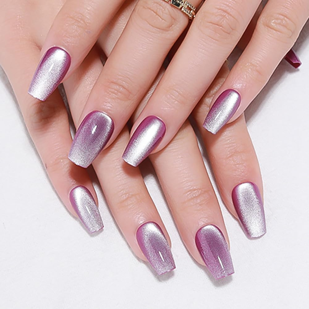 Cat Eye Gold Press on Nails Almond Short, Gold Metal Short Almond Soft Gel Press
