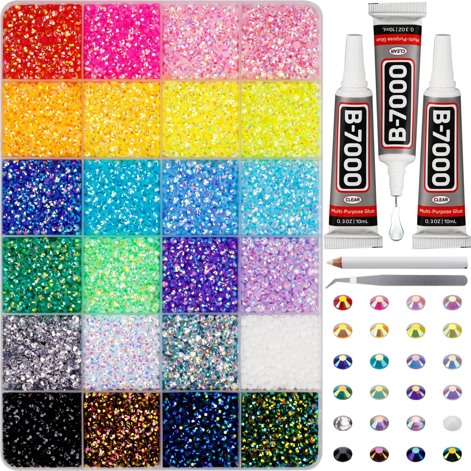 33000Pcs Rhinestones for Bedazzling, 3mm Bedazzler Kit with Flatback Rhinestones