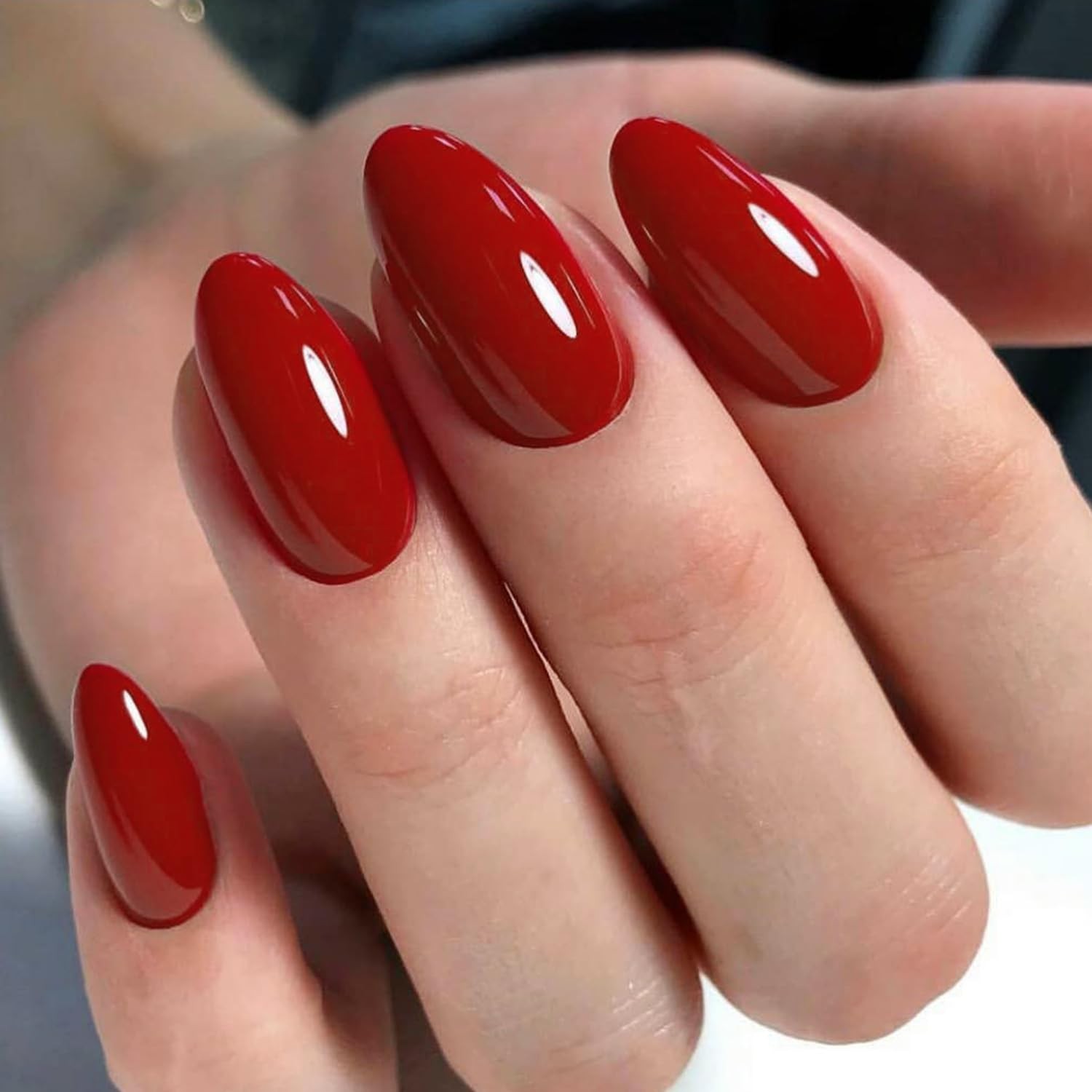 Red Almond Press on Nails Short Reusable False Nails Full Cover Fake Nails Ki…