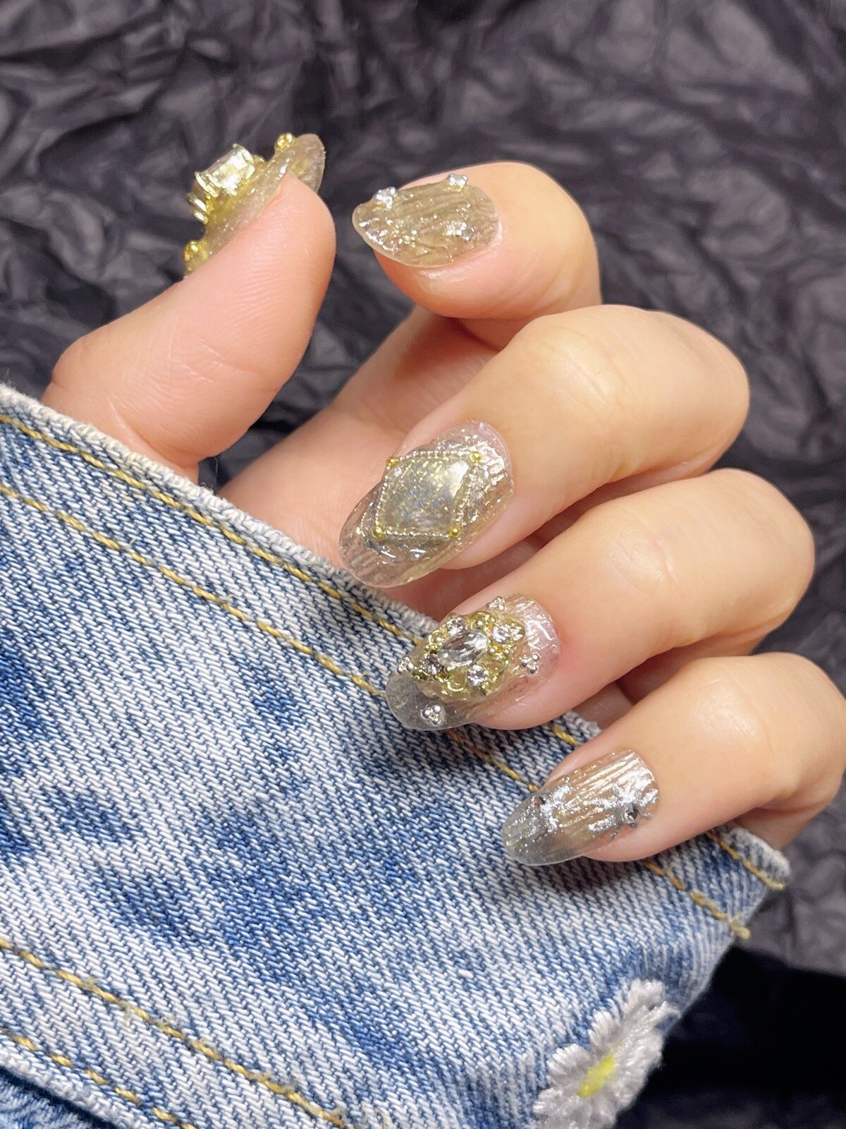 🔥CUSTOM Gel Press On False Nails set /Handmade size：S（15 11 12 11 9mm）