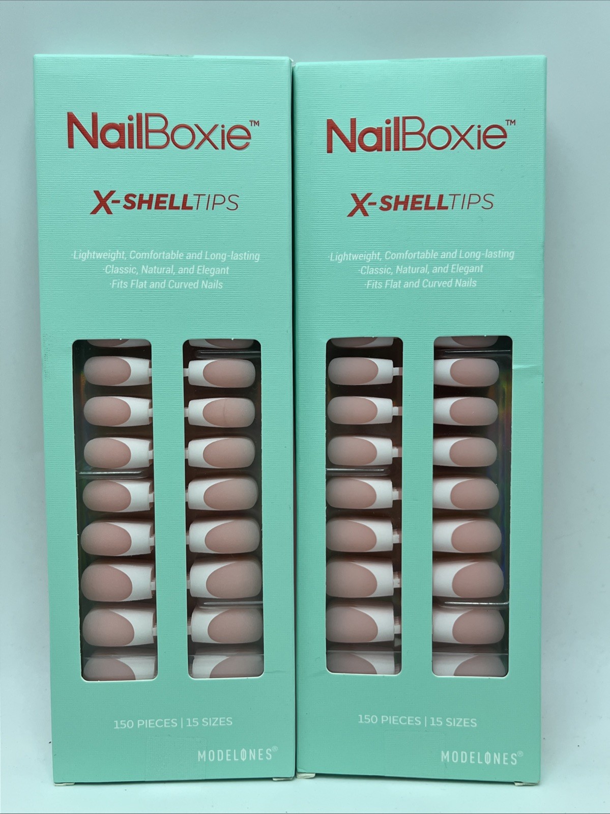 Modelones French Gel Nails Press On X-Shell Tips 150 Pcs Set NailBoxie 2 Pack