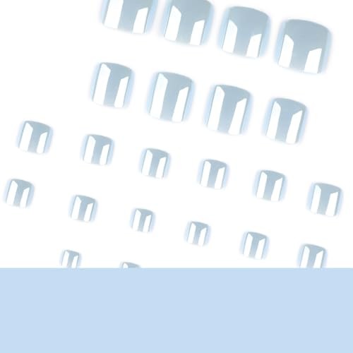 TOE-19 Blue Chrome Toe Nails – Short Square Square Toe Nails – Press ons