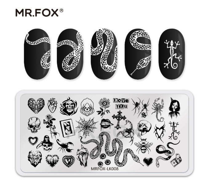 Mr. Fox Nail Stamping Plate – Halloween/Goth LK008 New with sleeve