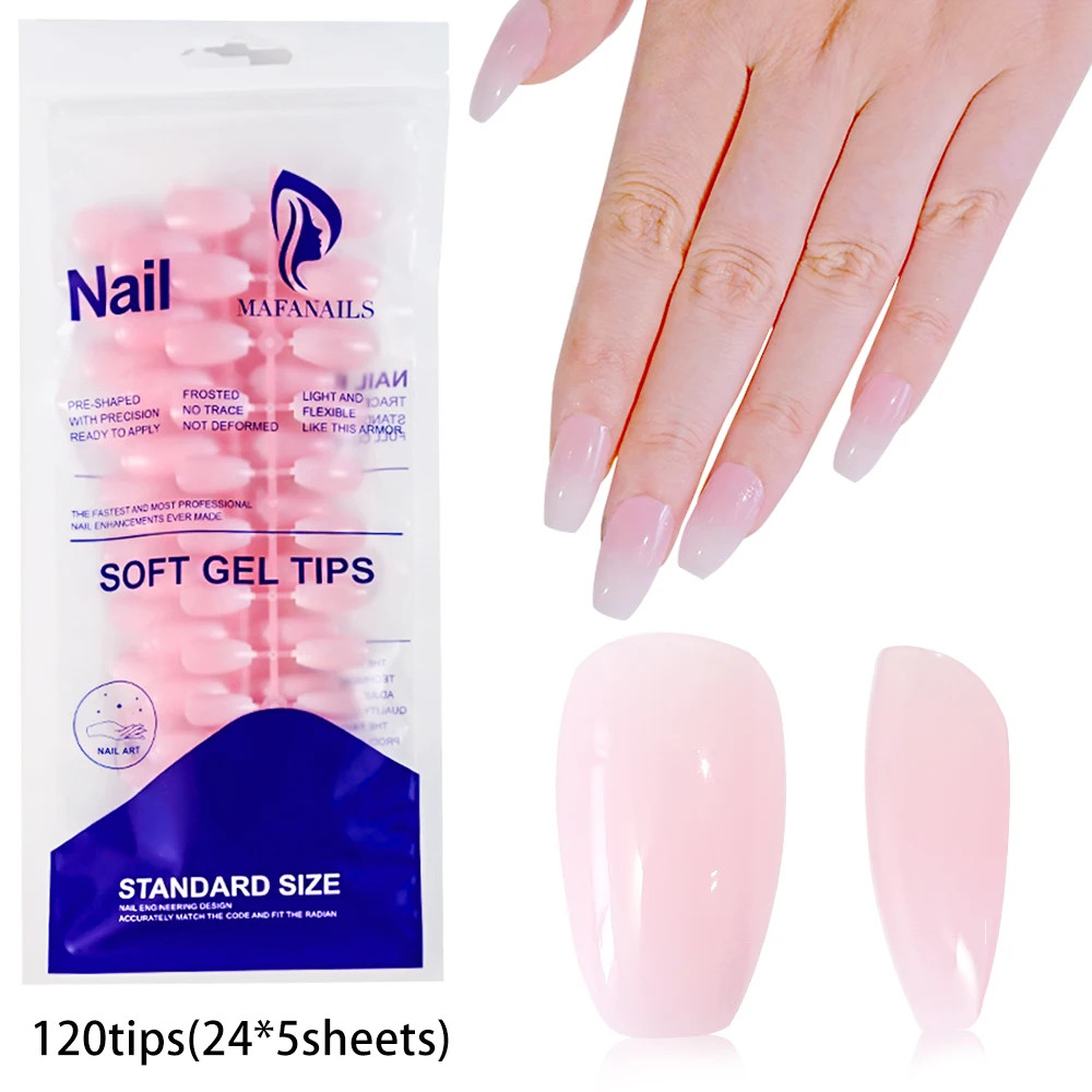 120Pcs Mixed Size Medium Long Square French Press on Nails Full Cover Wearable