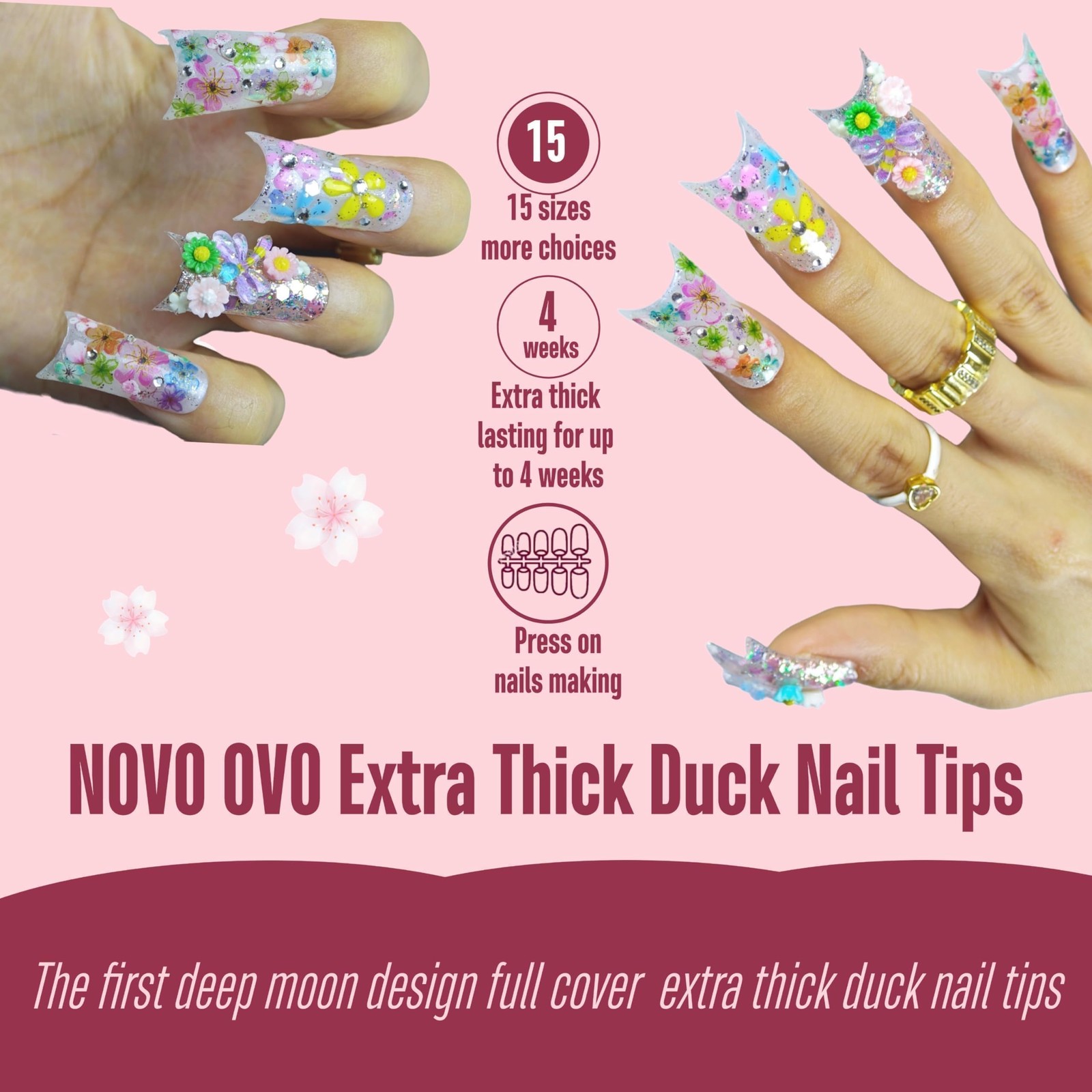 NOVO OVO Halloween Medium, duck nails medium extra thick with moon curve 150