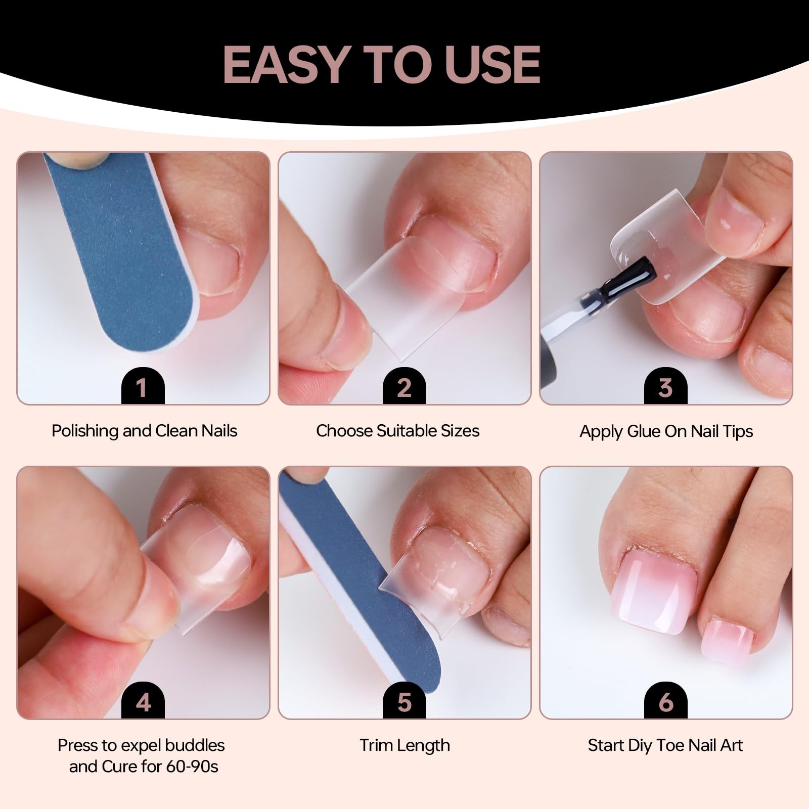 300 Pcs X Toe Nail Tips, 15 Sizes Extra Wide Large Toenail Tips Full Cover, M