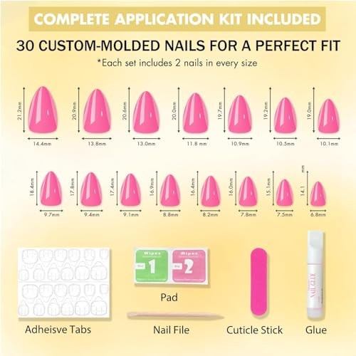Chrome Ombre Teal Blue Press On Nails Short Almond, 30 Pcs almond ombre blue