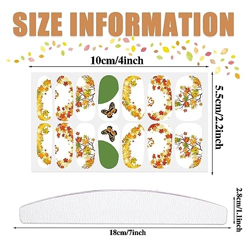 20 Sheets 280 Pieces Fall Nail Stickers Full Nail Polish Fall Maple Leaf-1